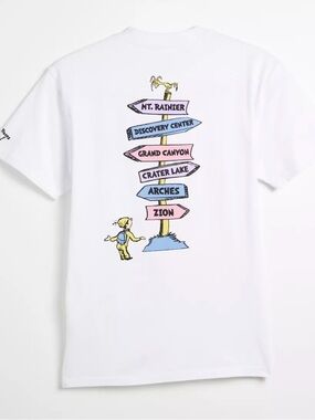 Parks Project X Dr Seuss White Graphic Tee with National Park Signpost